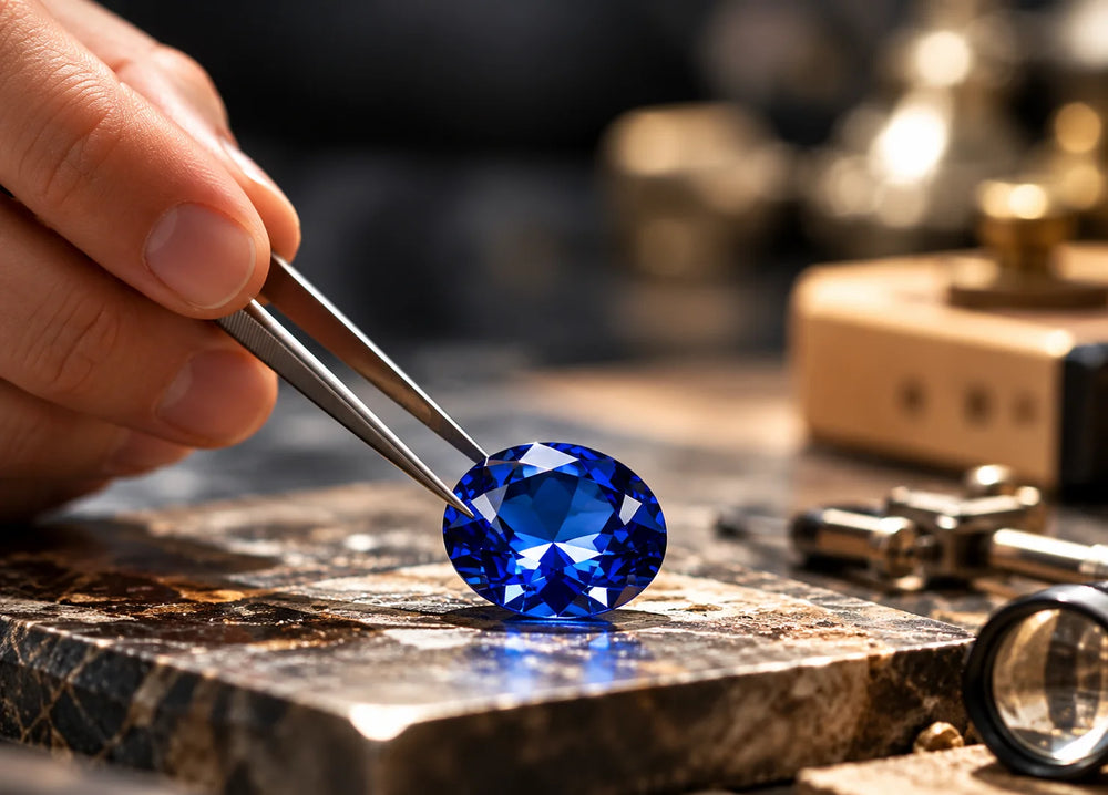 Gemstone inspection with tweezers